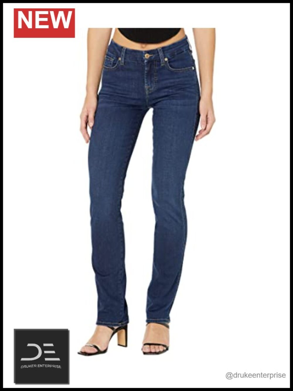 7 For All Mankind Kimmie Mid Rise Straight Jeans Women Size 24